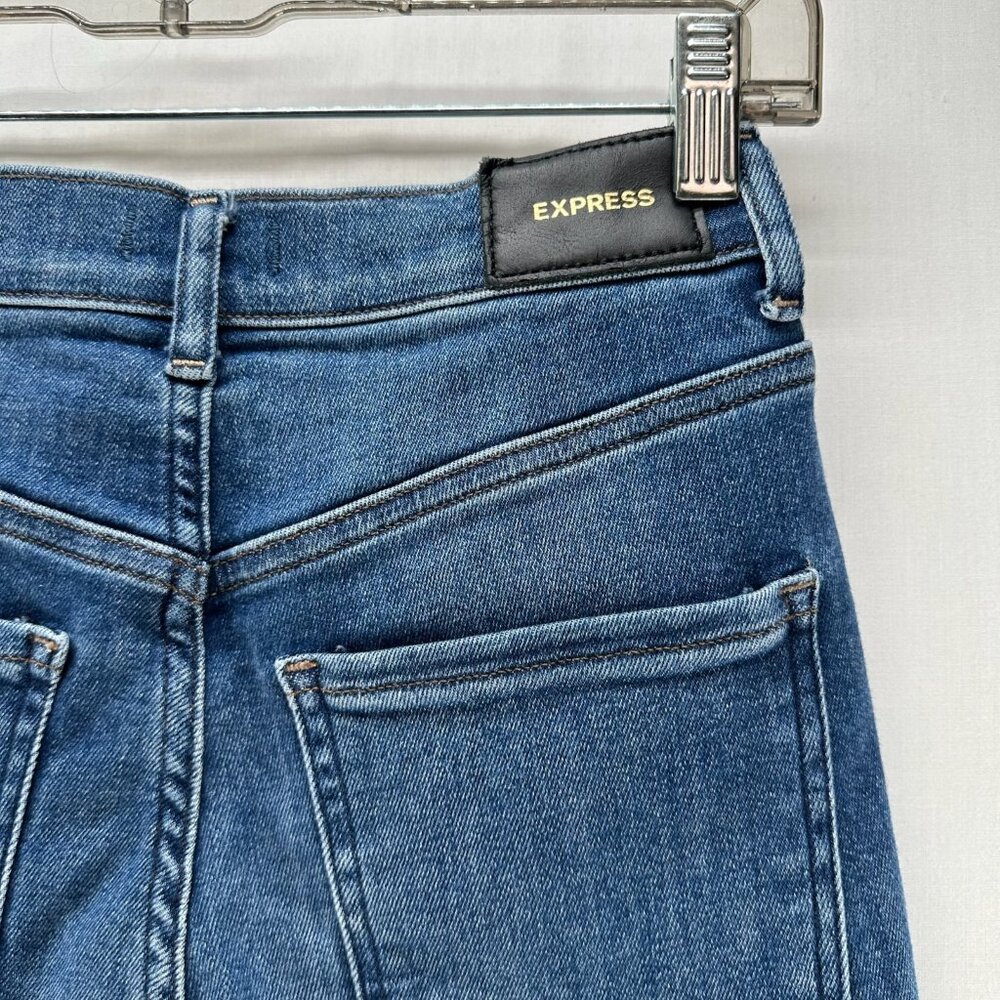 Express Slim Ankle Super High Rise Jeans Size 2/R Stretch Denim Medium Blue Wash - Picture 9 of 13